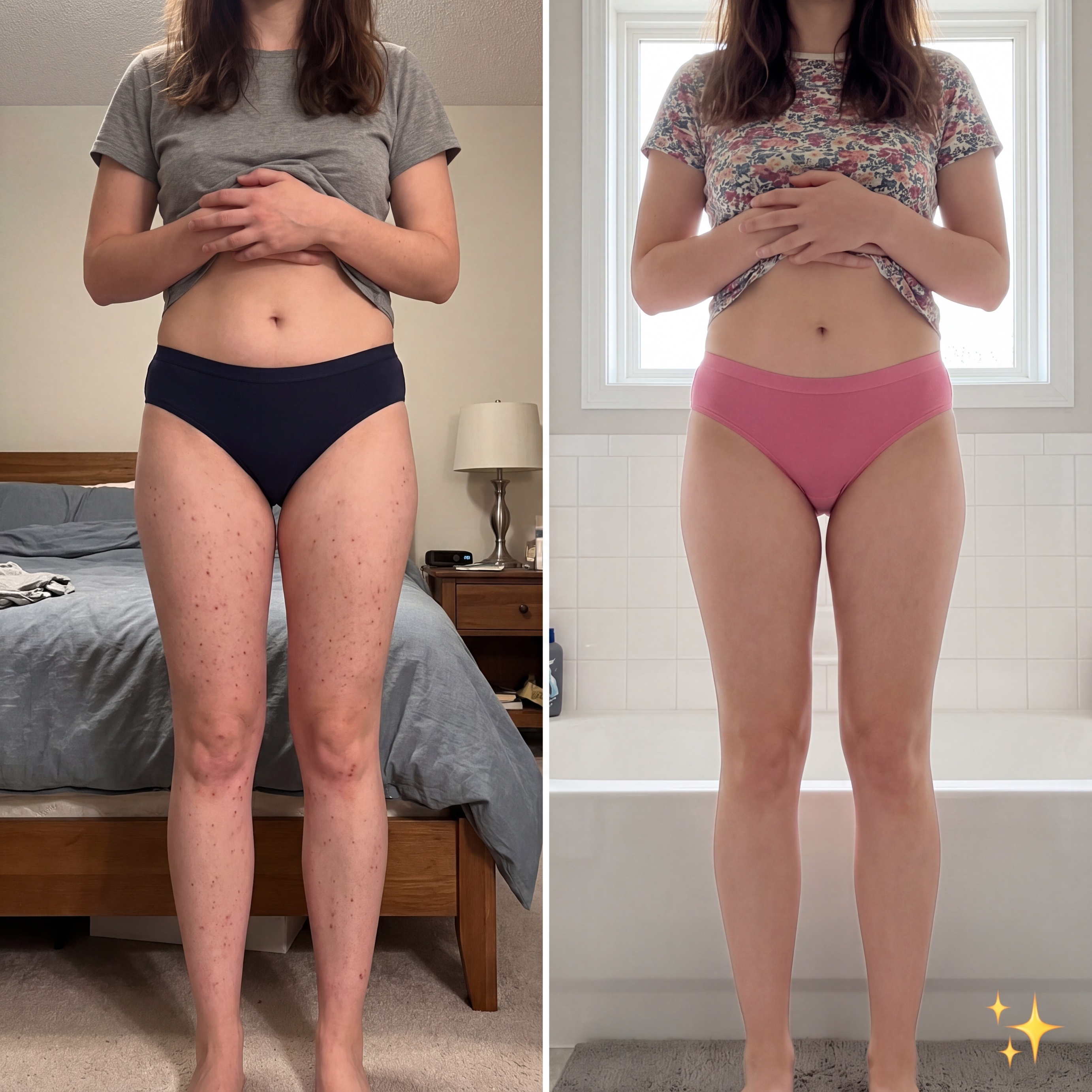 Marie &mdash; f&oslash;r og efter ShaveSafe, ben og bikinilinje