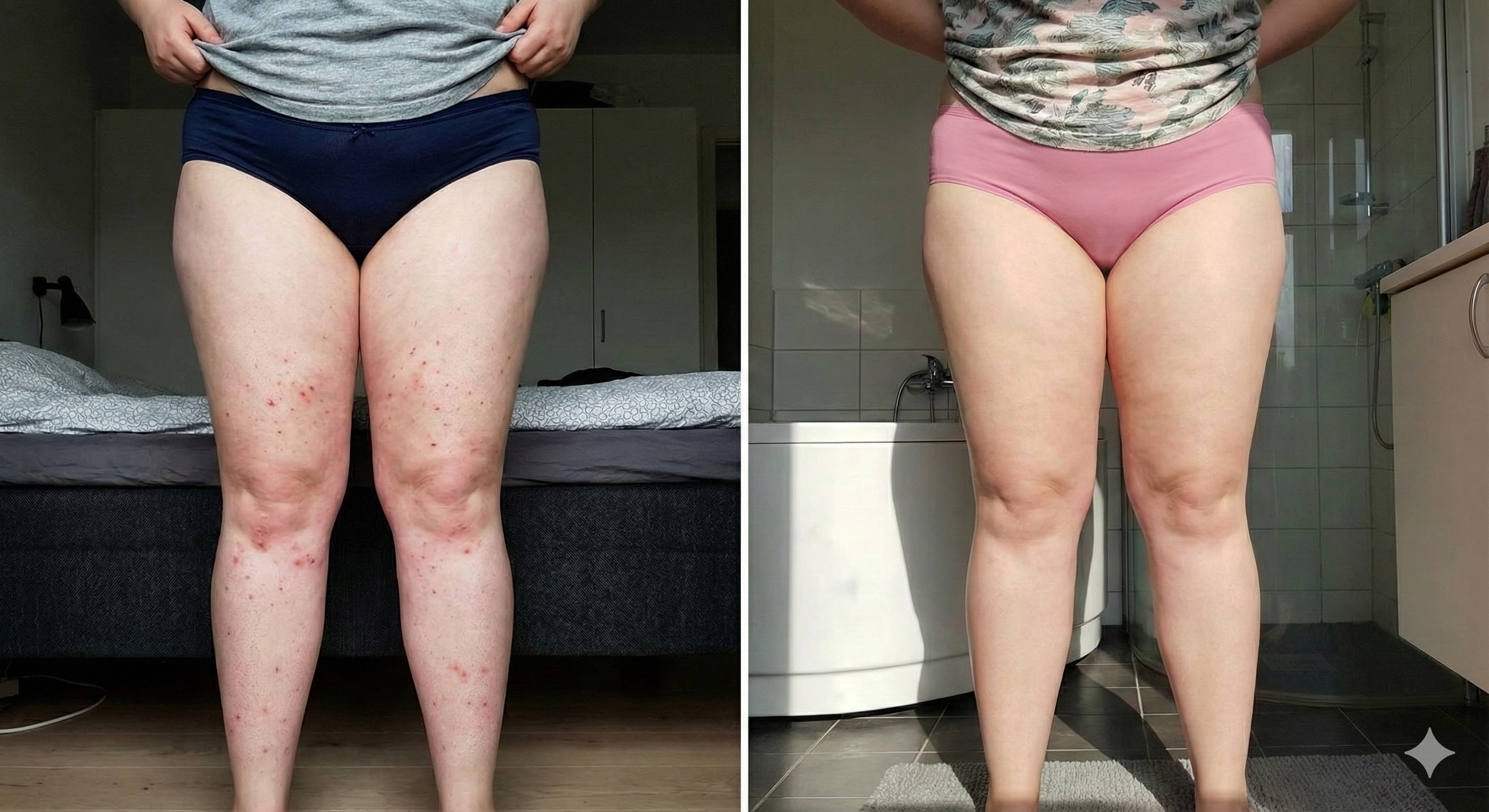 F&oslash;r og efter &mdash; ben