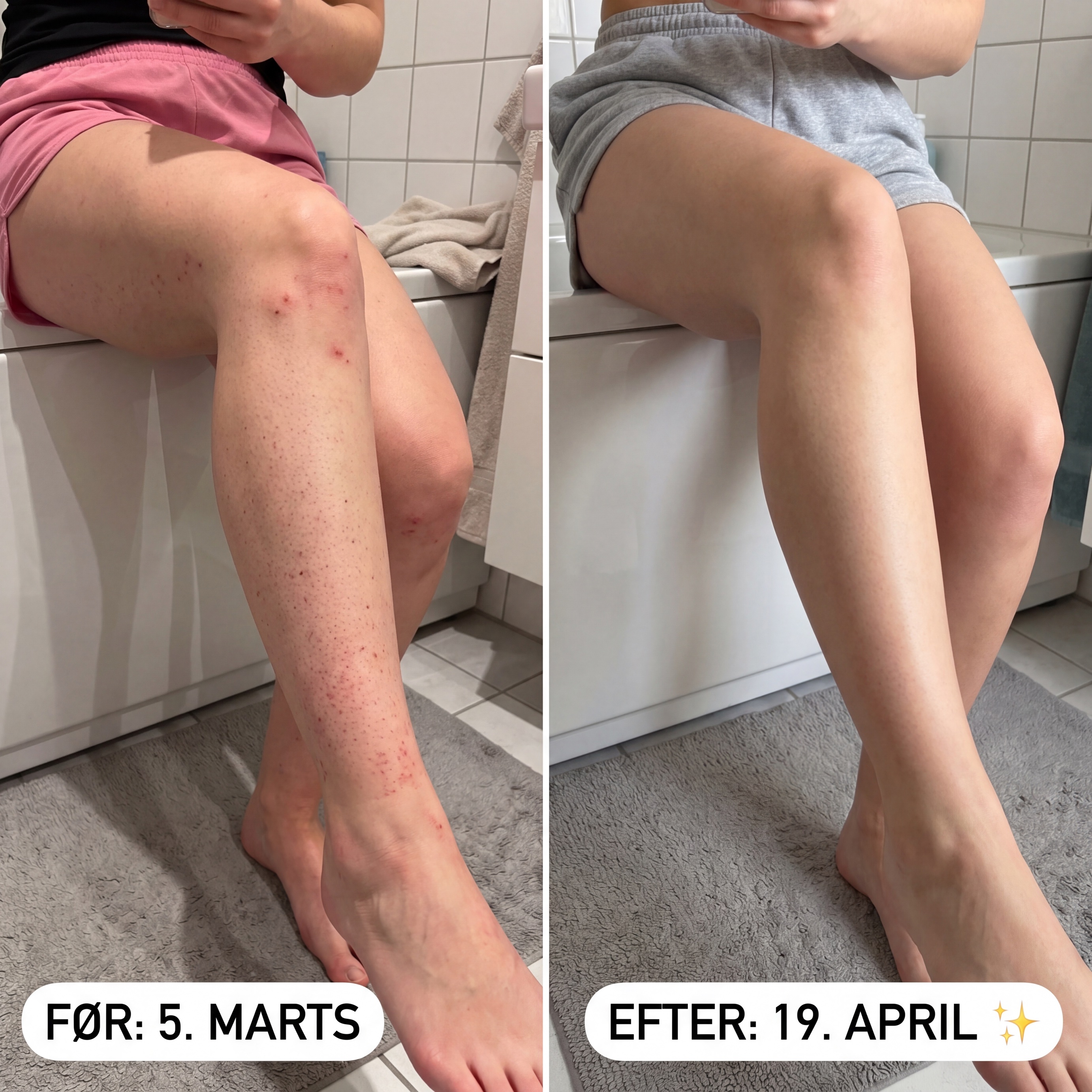 Louise &mdash; f&oslash;r og efter ShaveSafe, ben