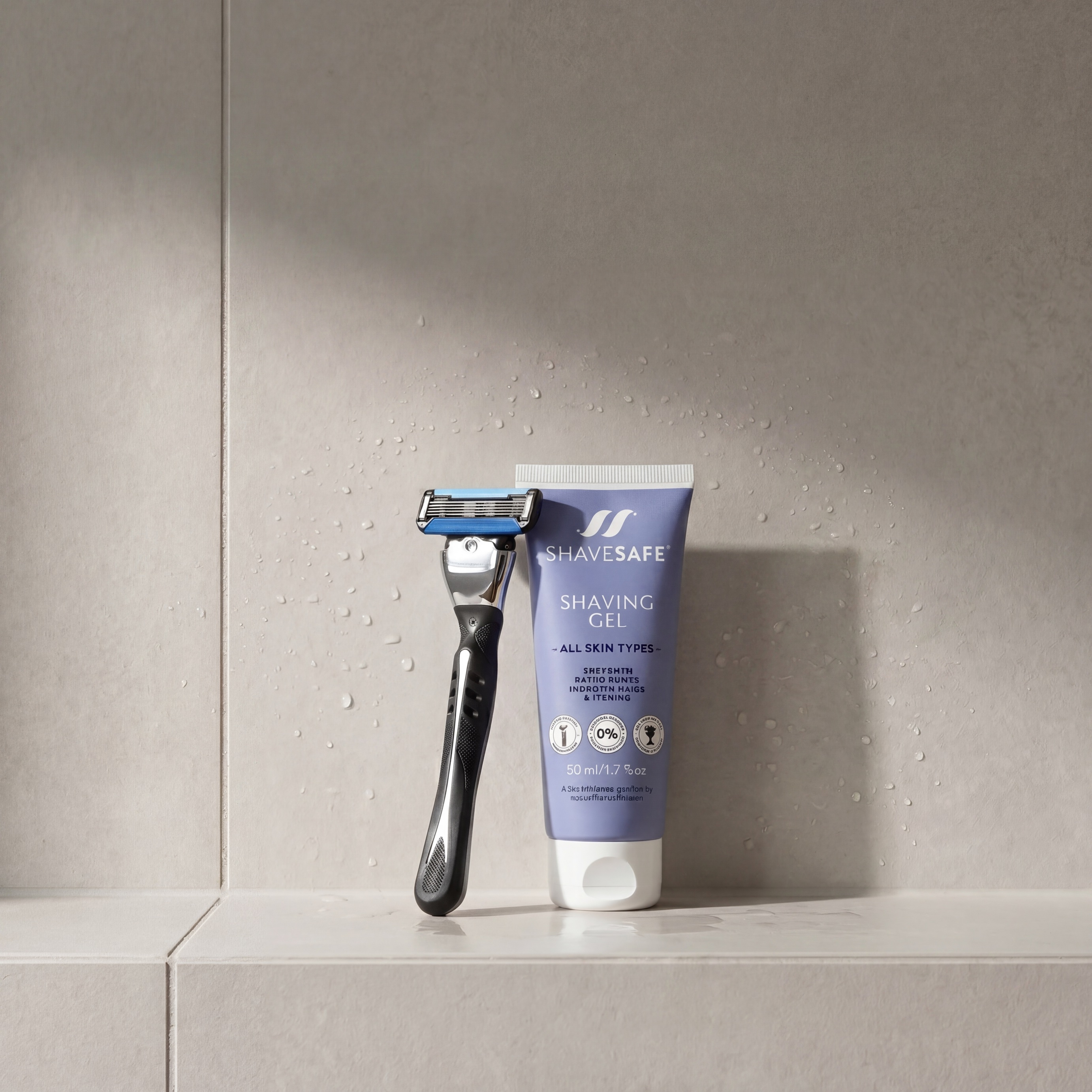 ShaveSafe gel og skraber i brusekabine